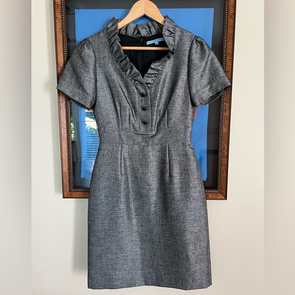 ANTONIO MELANI Charcoal Ruffled Collar Dress